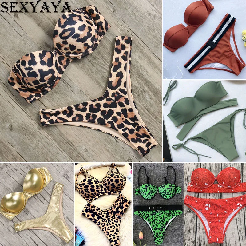 Бикини купальник женский 2019 Леопардовый бразильский комплект бикини купальный