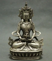 elaborate china white copper tibetan buddhism guanyin bodhisattva buddha statue