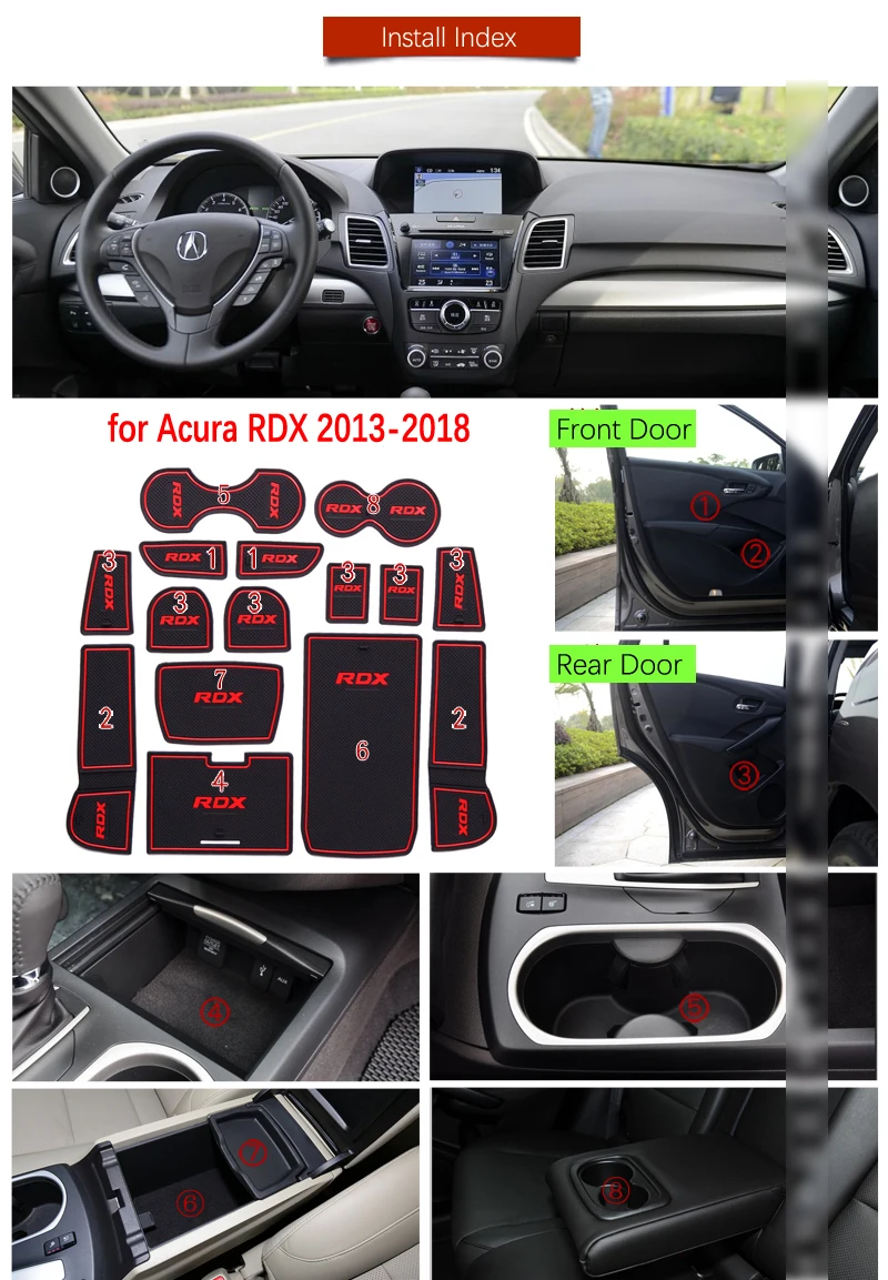 Противоскользящий коврик для ворот подставка Acura RDX 2013-2018 аксессуары 2013 2014 2015 2016