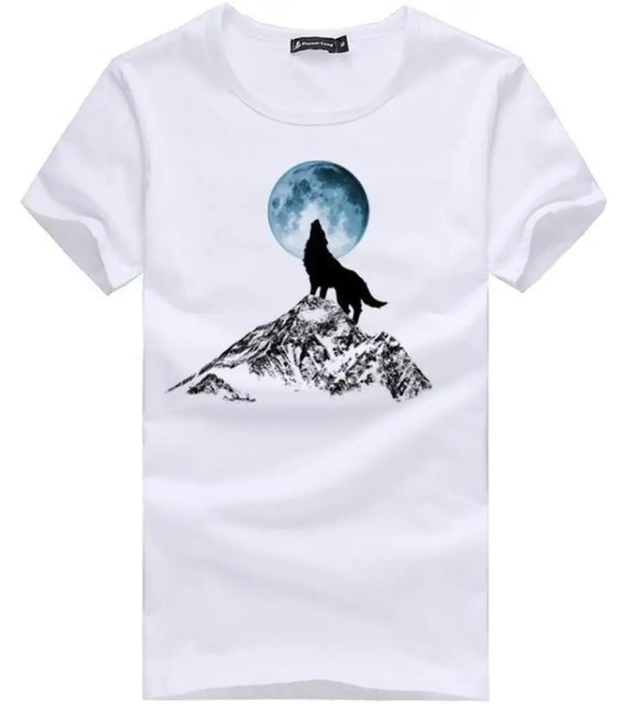 Wolf Design Men's or Women's Casual T-Shirt White/Black/Blue/Grey/Red/Green Cool pride t shirt men Unisex New Fashion | Мужская