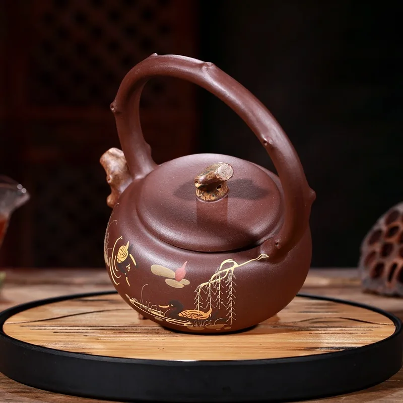

Sand sea rhyme is manually pinter preferential manufacturers selling yixing purple sand hand-painted grocery tea kettle