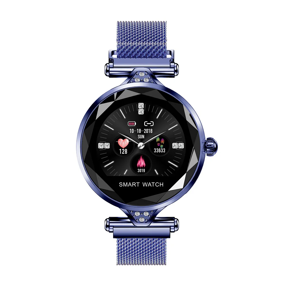 Синий Keoker H1 Смарт часы для женщин Мода монитор сердечного ритма Smartwatch леди подарок Фитнес браслет шагомер для IOS Android телефон - Цвет: Синий