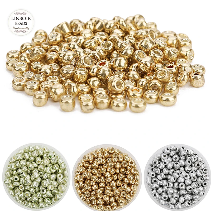 

LINSOIR Wholesale 500pcs Gold/Green/Silver Color Miyuki Glass Beads Seed 3.8mm Loose Spacer Beads Crystal for Jewelry Makings