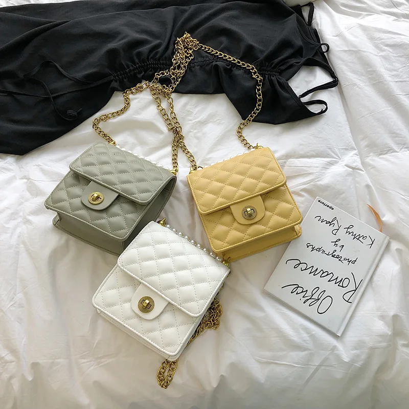 Женская сумка на цепочке новинка 2019 сетчатая красная маленькая жемчужная