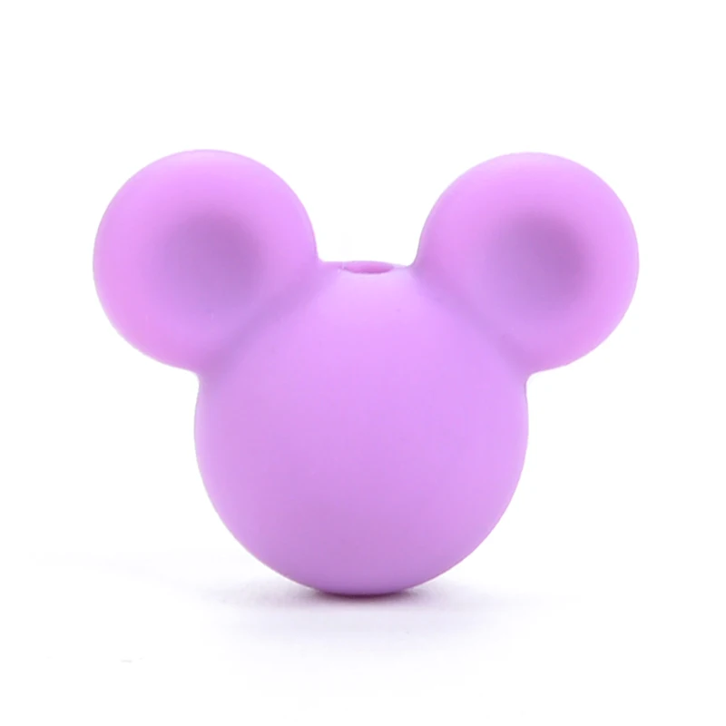 medium purple Микки свободные силиконовые бусины BPA Бесплатно Прорезывание зубов мультфильм сделать для пищевого качества бусы ожерелье силиконовый Прорезыватель для зубов из бусин безопасная игрушка для ребенка - Цвет: medium purple