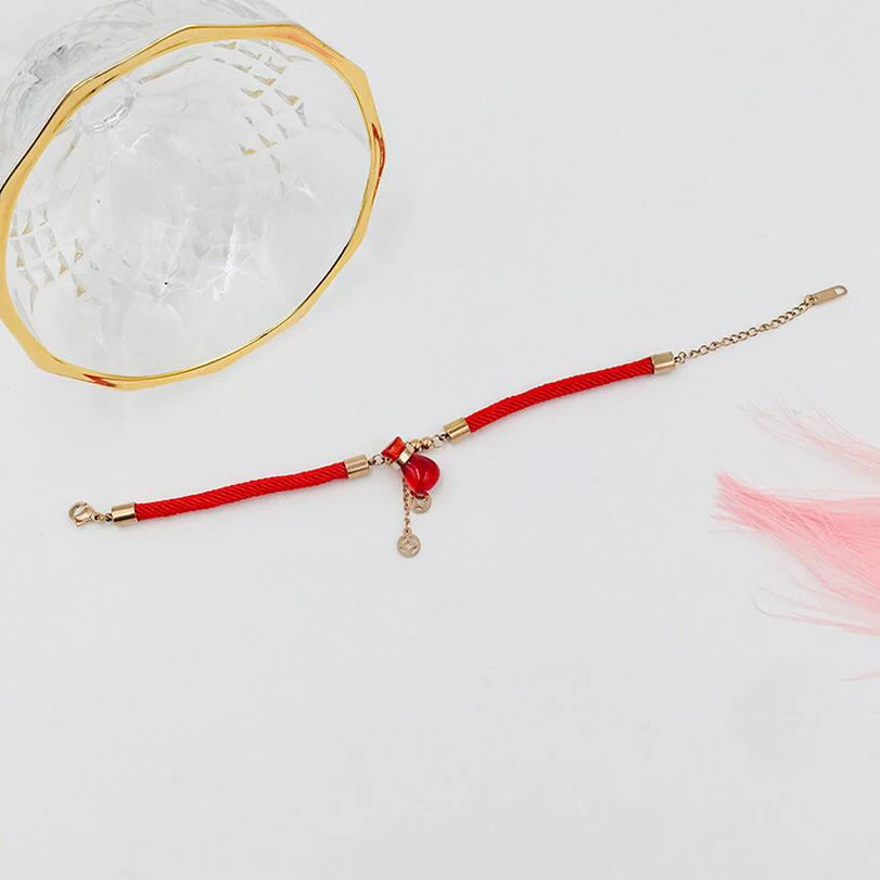 

2019 New Creative Red Rope Bracelet For Woman Rose Gold Money Bracelet Mascot Bag Female Fringed Copper Money Gourd Bracelet