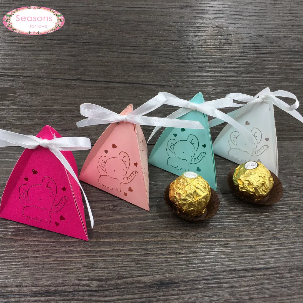 

50pcs laser cute elephant candy box chocolate box packaging birthday party gifts for guests souvenirs baby shower decoracion