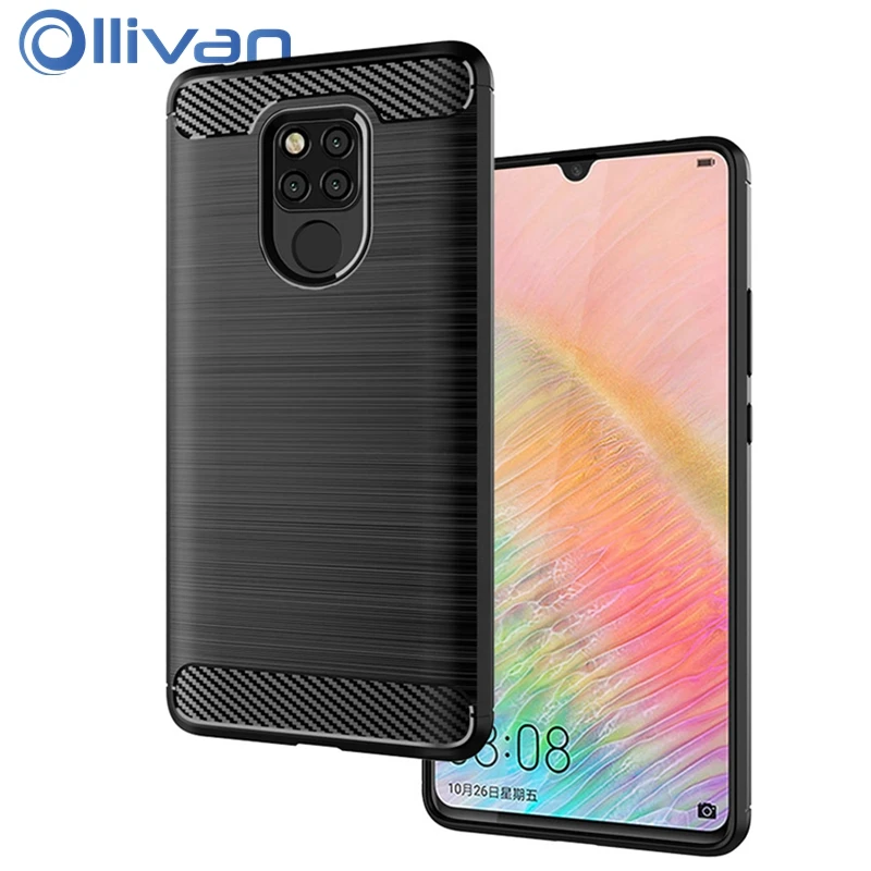 Ollivan для huawei Коврики 20 Lite случае Pro силиконовые TPU щеткой текстура углеродного