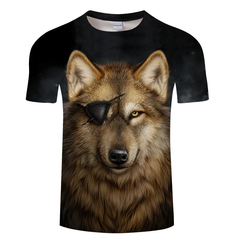 Футболка Мужская/Женская с 3D-принтом One Eyed Wolf летние Забавные топы коротким