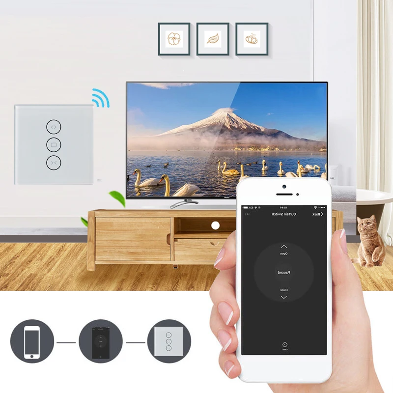 Новый ЕС Plug WIFI смарт сенсорный занавес переключатель Голосовое управление Alexa и