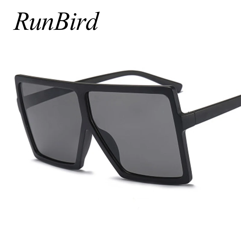 RunBird дешевые негабаритные Солнцезащитные очки женские квадратные плоские белые