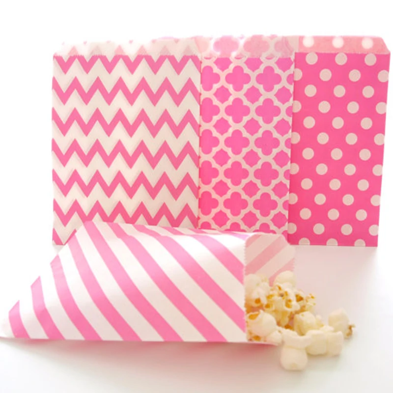 25 шт конфетный бумажный пакет для конфет волна/шеврон/полоса/точка Попкорн
