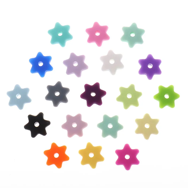 50PCS Silicone Beads For Necklaces Hexangular Star Food Grade Teething Safe Bpa Free Silicon Baby | Мать и ребенок