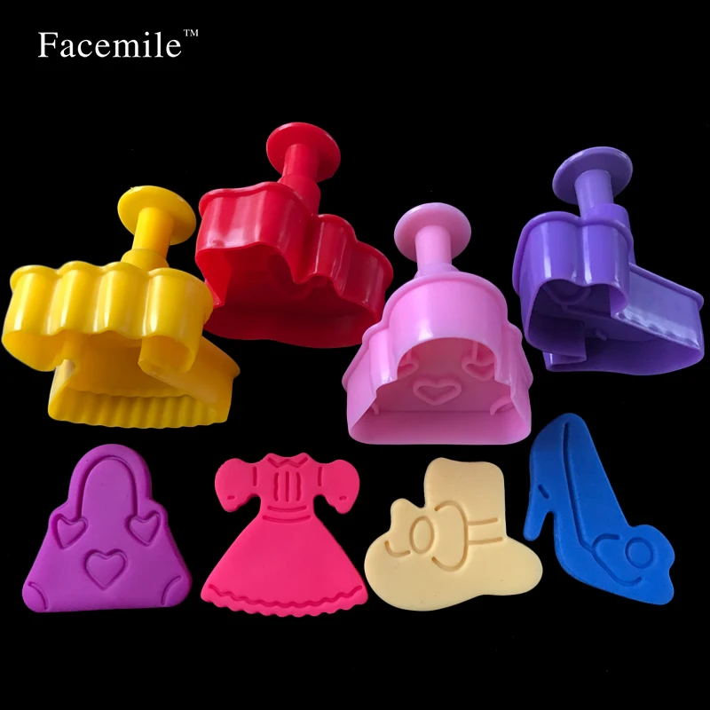 4 шт. туфли на каблуке головной убор ручной мешок плунжер резак для печенья форма