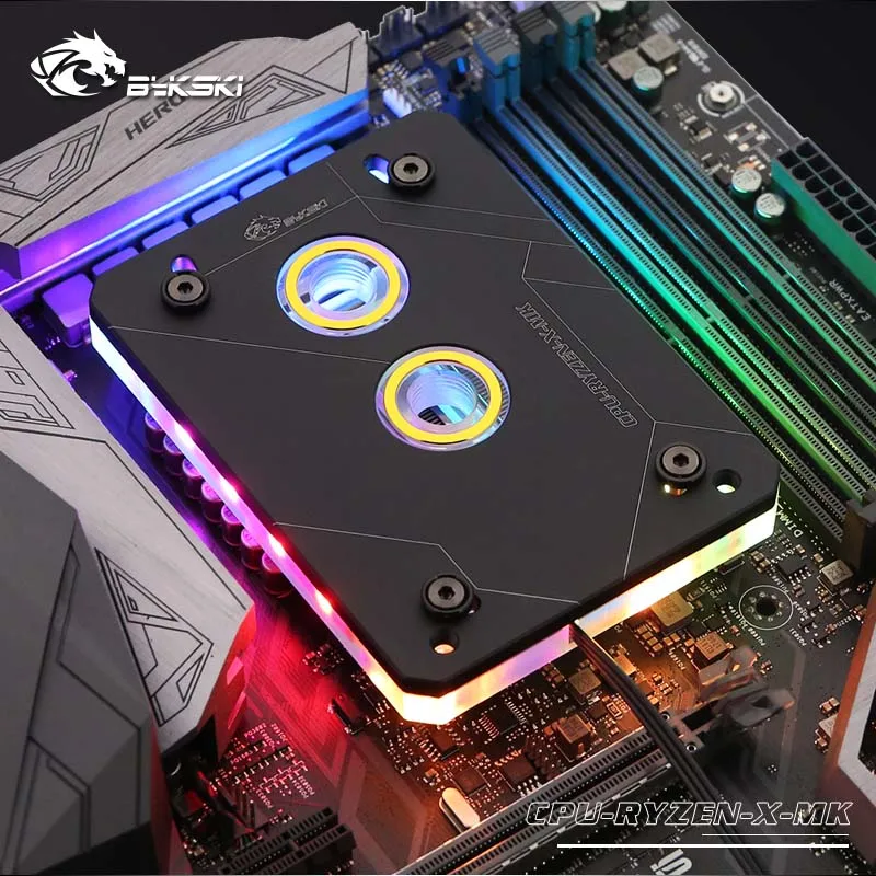 Водяной блок для процессора Bykski AMD AM3/AM3 +/AM4 RBW(5 В) черный/серебристый кулер воды