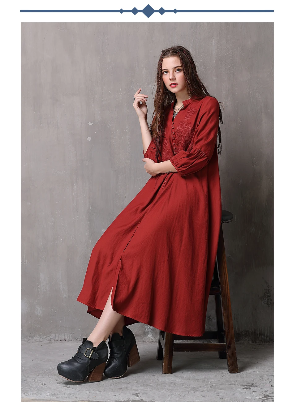 Летнее платье Yuzi. may Boho Новое хлопковое льняное женское платье с v-образным вырезом и рукавами-фонариками однобортное свободное платье A82087