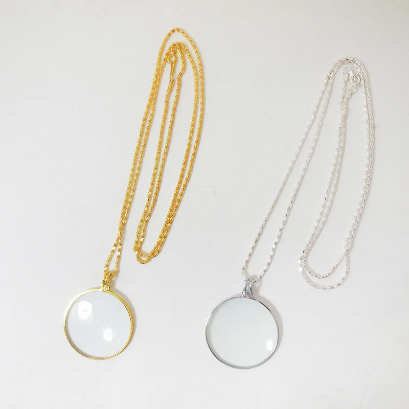 2 шт. Monocle 3X колье с лупой Золотая Серебряная монета увеличительное стекло