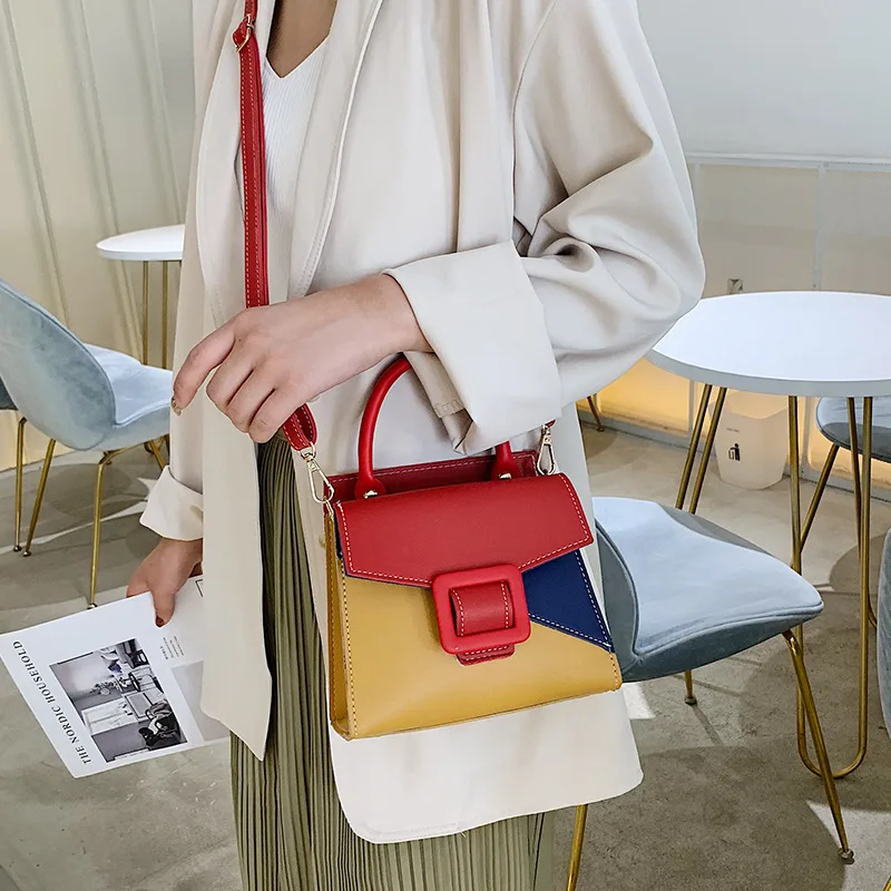 Контрастный цвет кошельки с клапаном клатч через плечо маленькие кожаные сумки