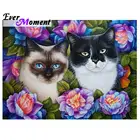 Когда-либо в настоящий момент изображение мозаика, алмазная вышивка крестиком на рисунке, кошки цветок 5D DIY Стразы Алмазная вышивка ручной работы S2F1173