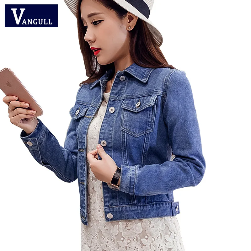 Джинсовая куртка для женщин Короткие джинсы пальто женские куртки топы отложной