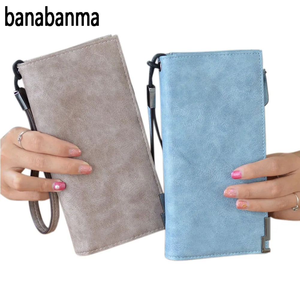 Banabanma 2017 хит продаж высокая емкость модные женские кошельки Дамский тусклый лак PU