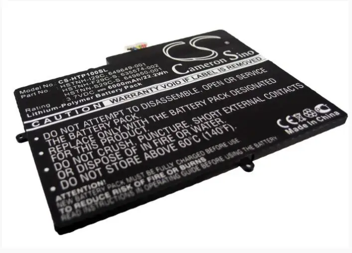 Аккумулятор Cameron Sino 6000mAh для HP TouchPad 10 635574 001 002 649649 649650 HSTNH F29C S планшетный
