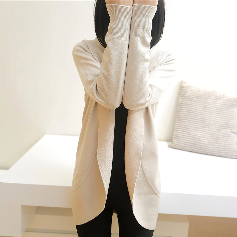 Autumn Winter New Women Long Sleeve Knitted Sweater Casual Solid Scarf Collar Cardigans Sweaters |
