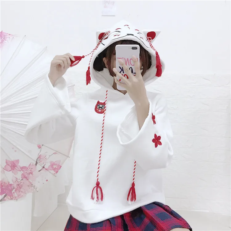 Милая женская одежда в японском стиле новые осенние свободные плотные толстовки