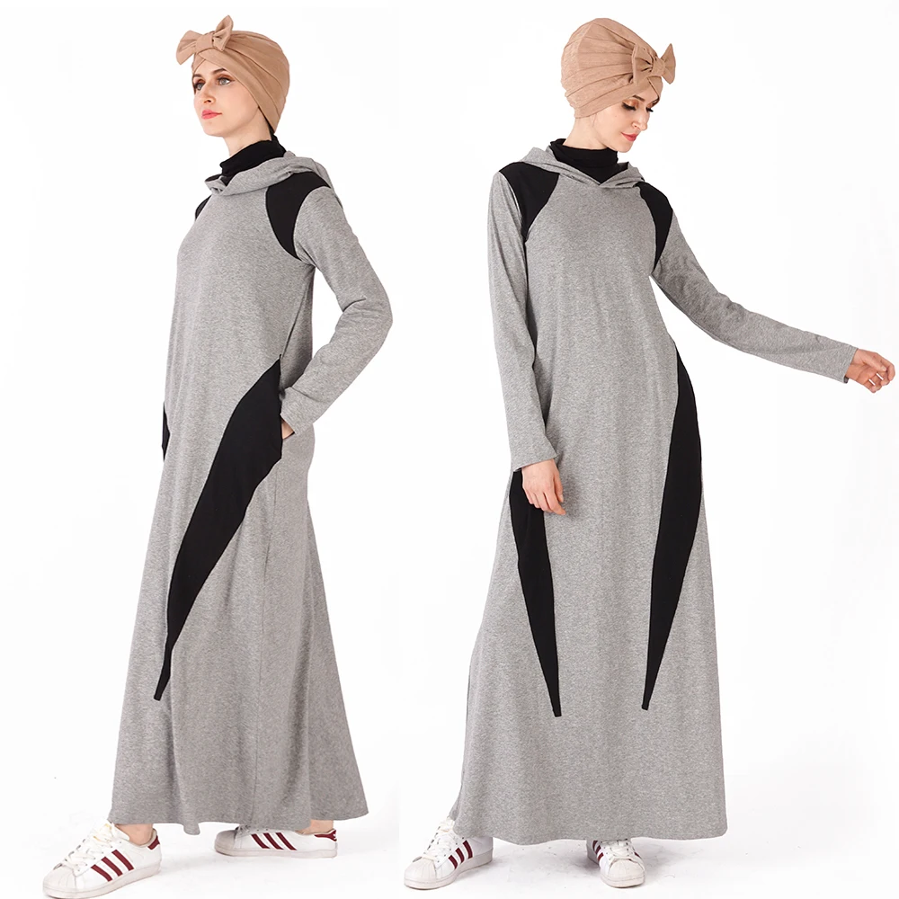 Хлопковое платье с капюшоном Abayas повседневное длинное в стиле пэчворк арабское