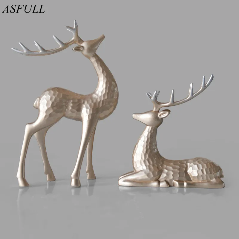 

Креативный домашний декор ASFULL, настольное украшение для гостиной, украшение для офиса, декоративное животное, лось, фигурка оленя из смолы, украшения, миниатюры
