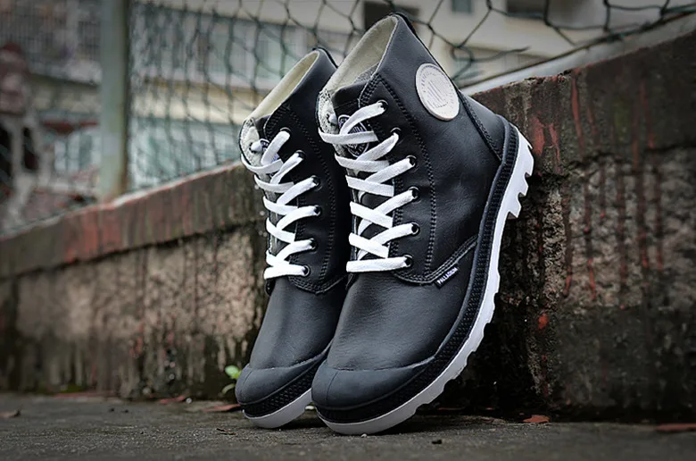 PALLADIUM/женские черные и белые кроссовки средней высоты в стиле солдат женская