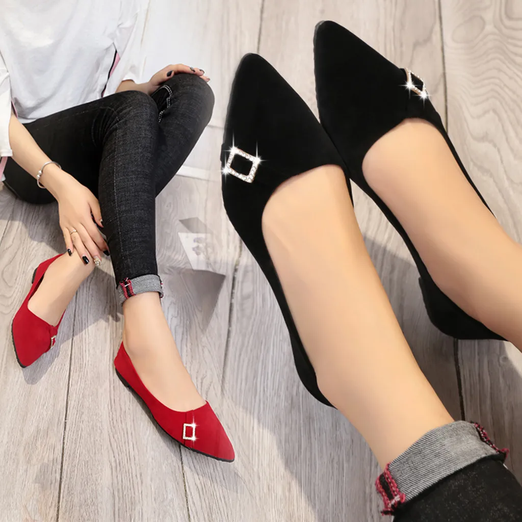 

SAGACE flats shoes women Suede Slip on Boat shoe Female Shallow Mouth Pointed Ballet Shoe Comfortable Flats Casual Shoes #4Z