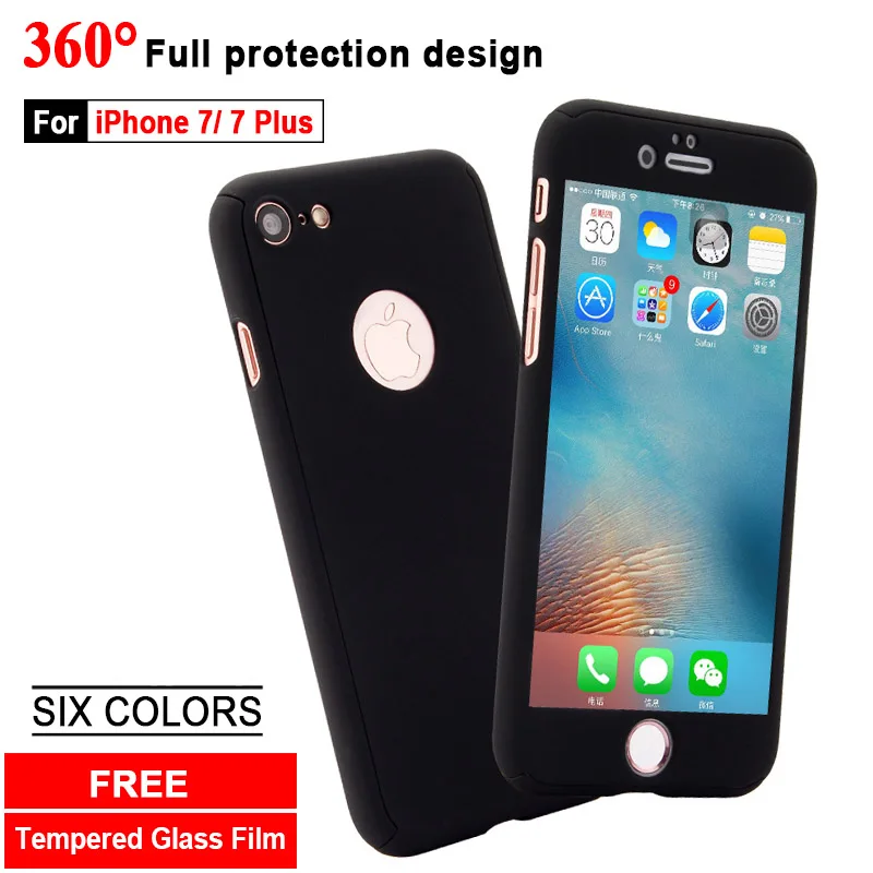 Новый роскошный 360 градусов полный охват чехол для телефона iPhone 7 плюс Coque матовый