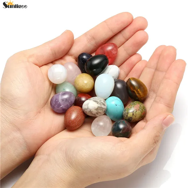 1 Set Colorful Sunligoo 20x гладкой мини яйцо натуральных камней исцеления балансировки комплект для коллекционеров Кристалл& рейки целители и практикующих йогу - Цвет: 1 Set Colorful