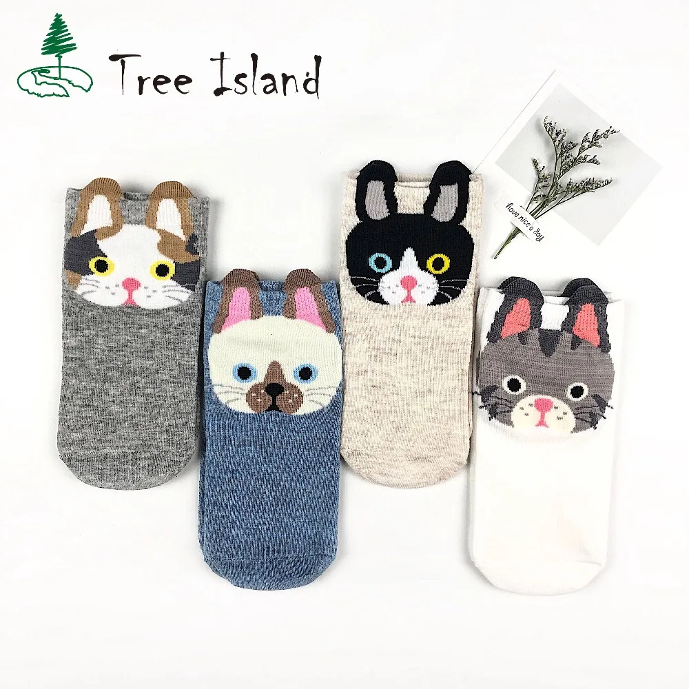 Женские хлопковые носки с рисунками забавных животных женские модные короткие