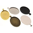 10 шт. серебряное Золотое черное чистое ожерелье основа Подвески установка подходит для 30x40 мм овальное стекло кабошон камея Основа ободок лоток Diy ювелирные изделия