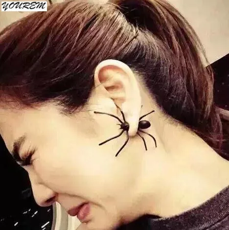 YOUREM one pair new novelty black spider earrings for women fashion girls party jewelry nickel free alloy drop ship ok fj701 | Украшения и