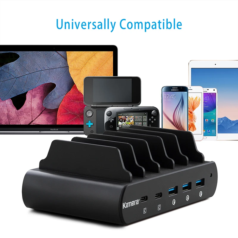 Универсальная док-станция для ноутбука Kamera 110 Вт 2 USB Type-C + 3 QC 0 зарядное устройство