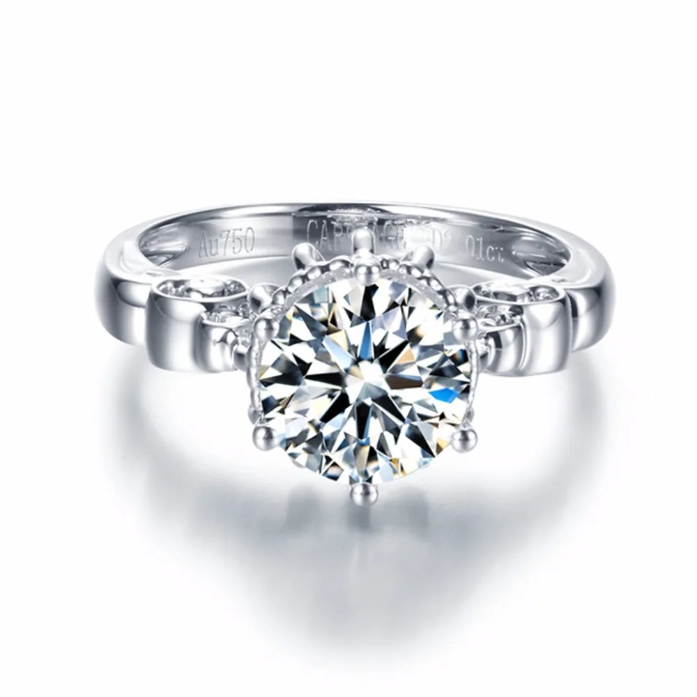 Женское Обручальное Кольцо Moissanite круглое кольцо из белого золота 14 к 6 5 мм с 4