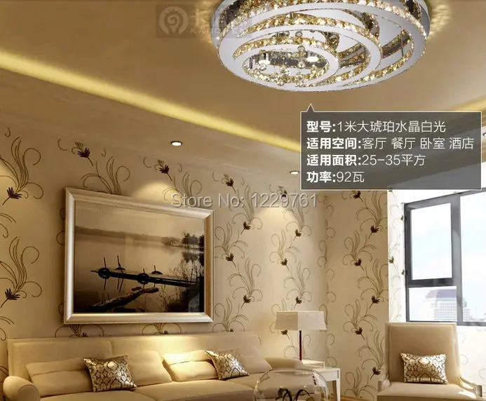 Modern LED round crystal lamp simple living room ceiling stainless steel dining lighting | Лампы и освещение