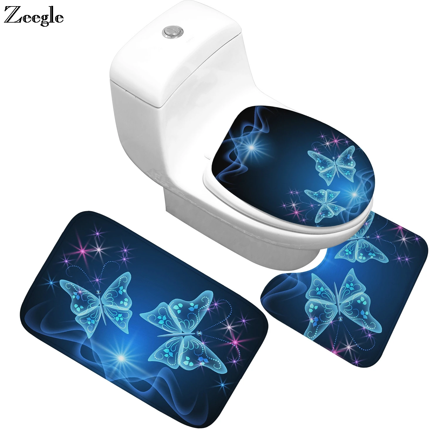 

Zeegle Memory Foam Bath Mat Butterfly Pattern Carpet For Bathroom Anti-slip Bathroom Floor Mats Shower Carpets Bathroom Rug Set