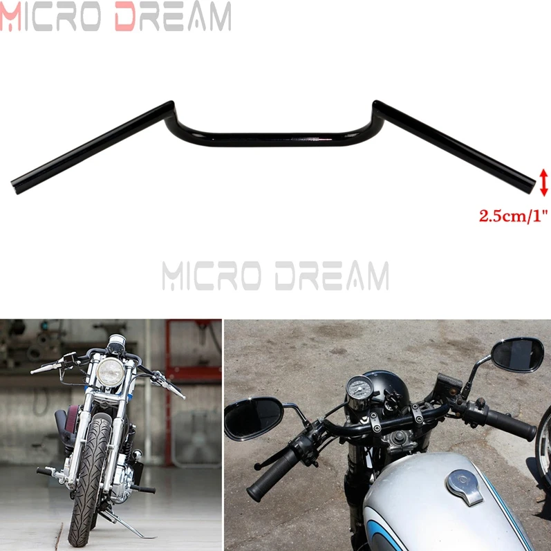 Черный 1 ''/25 мм мотоцикл Clubman Руль Кафе Racer 4" подъемная ручка для Harley Dyna Softail Touring Bobber Chopper