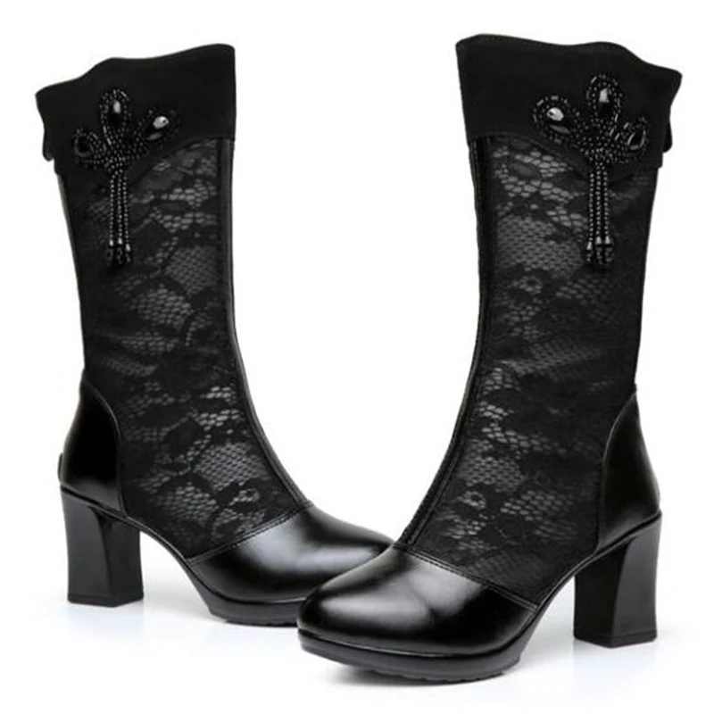 Женские полусапожки Corium на толстом каблуке демисезонные дышащие с круглым