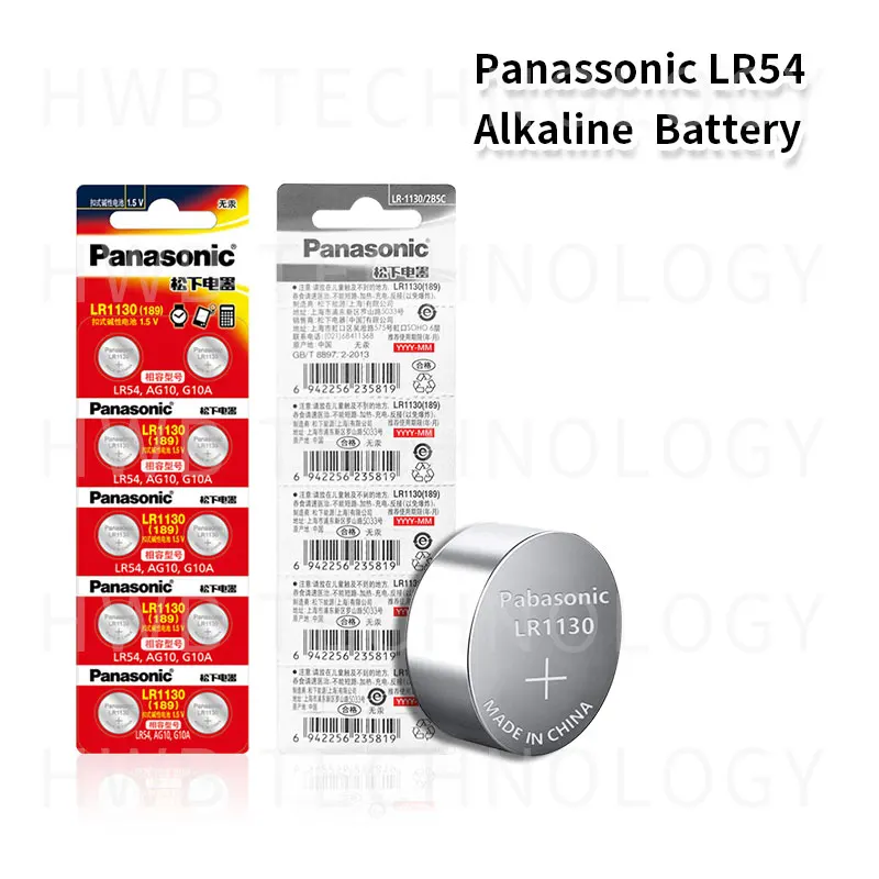 2 шт. 100% оригинальные щелочные кнопочные батарейки PANASONIC LR54 189 AG10 L1131 SR1130 G10 V10GA 389