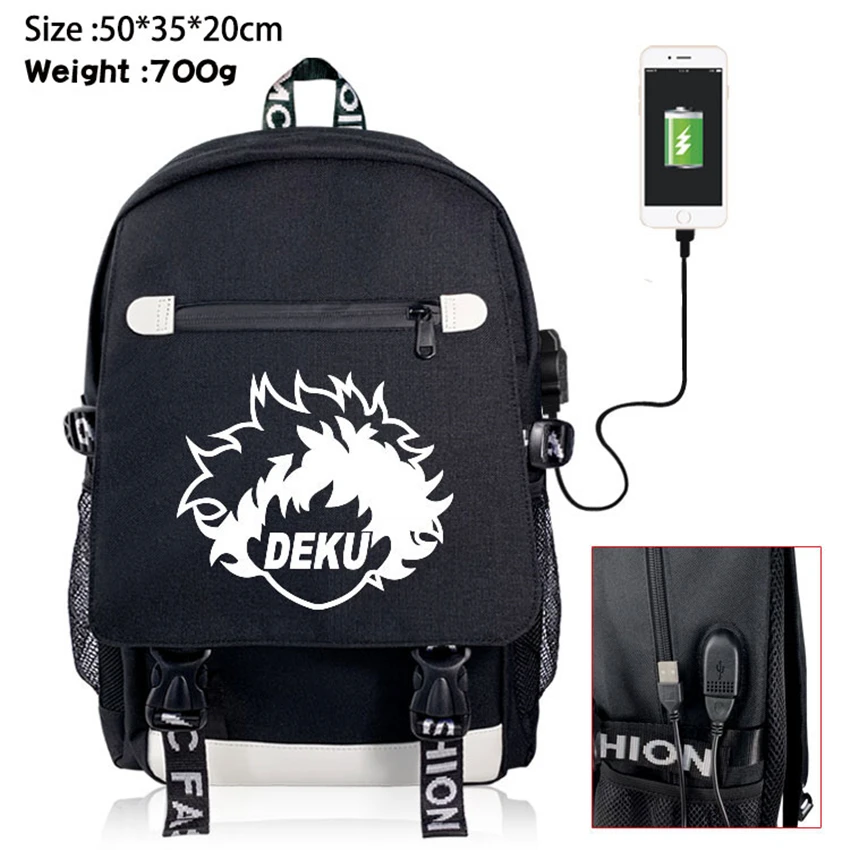 Рюкзак My Boku no Hero моя Академия Midoriya Izuku с USB зарядкой школьная сумка на плечо рюкзак