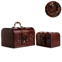 2pcs chic wooden pirate jewellery storage box case holder vintage treasure chest organizer
