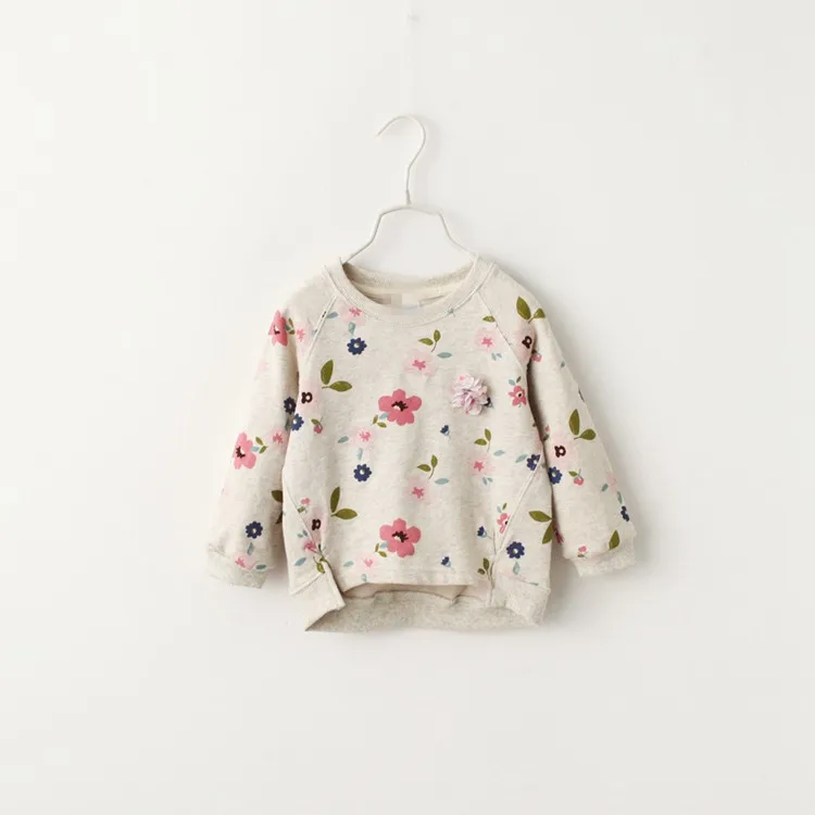 2017 весенний свитер для девочек джемпер Детская рубашка с круглым вырезом и