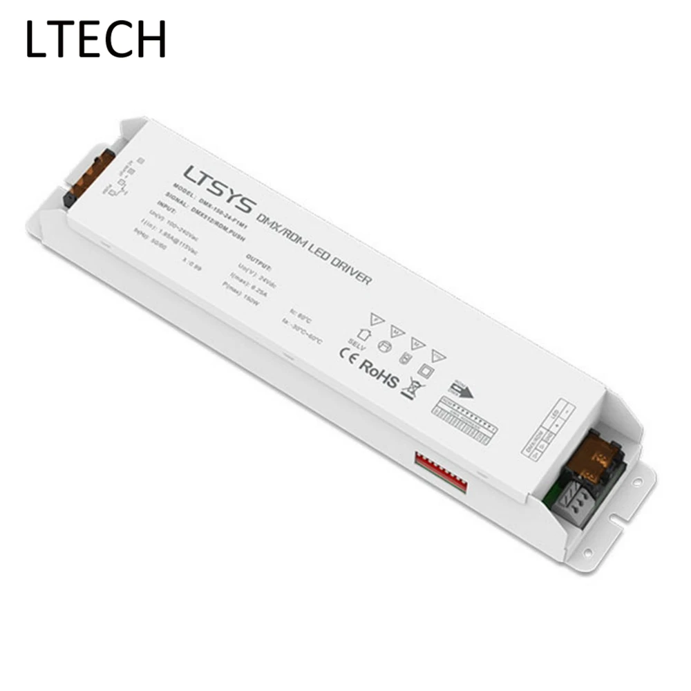 LTECH DMX Диммируемый драйвер светодиодов DMX512/RDM AC100-240V Вход 24 V/6.25A/150 Вт * 1 канал Выход