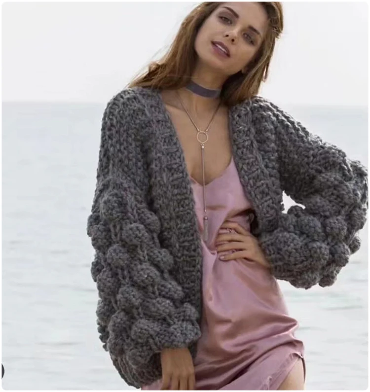 High End шикарный длинный женский кардиган с рукавами, однотонный розовый, черный, красный свитер знаменитости негабаритных женщин уличная кардиганы