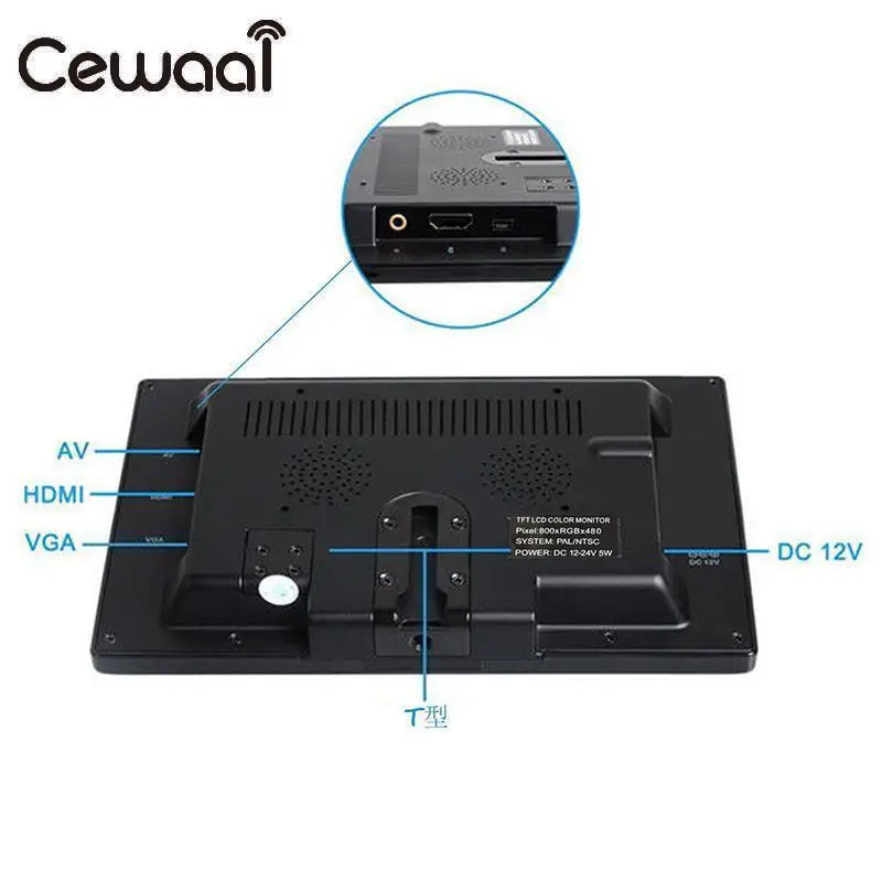 7 &quot/9&quot/10 1 &quotHD CCTV камера LCD PC жидкокристаллический дисплей AV/VGA/HDMI 1024x600 вход экран